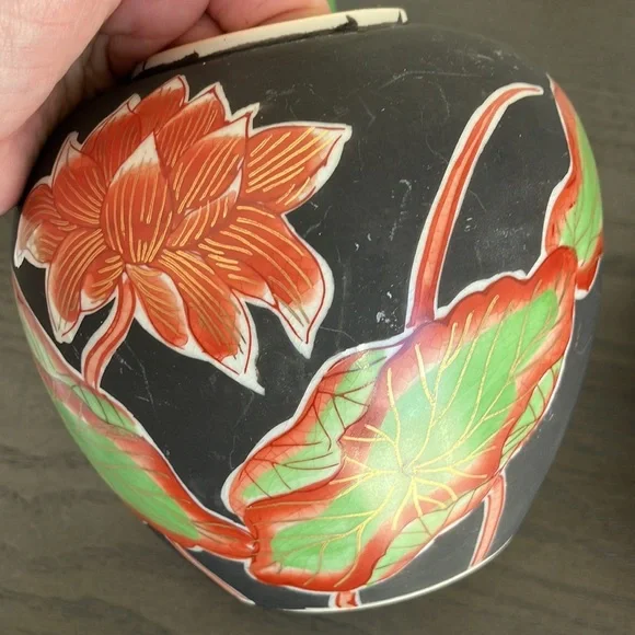 Ginger jar/ vase floral made in Japan pottery vintage